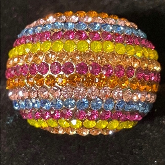 Multi-Colored Crystal Gold Toned Dome Ring-sz 8.25 - Picture 4 of 9